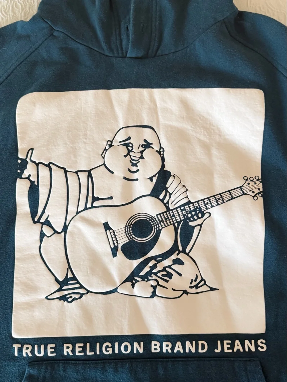 True Religion Teal Buddha Guitar Pullover Hoodie